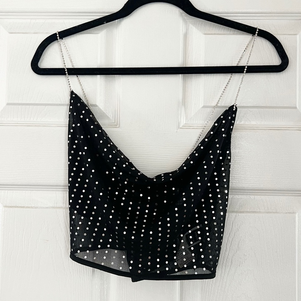 Chain strap Sparkle Mesh Top